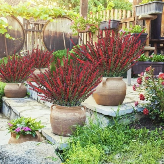 CxhicLuv Outdoor Artificial Hanging Plants, Colorful Faux Greenery for Gardens & Porches, Realistic Flowers for Christmas, Wedding, Home Décor, Holiday Outdoor Decorations (10 Pcs)