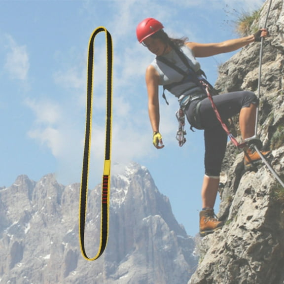 CxhicLuv Outdoor Safety Belt, 23.6×0.6 Inch Climbing Flat Strap – High-Strength, Abrasion-Resistant, Lightweight – Suitable for Climbing, Rappelling, Mountaineers, Workers, Yellow