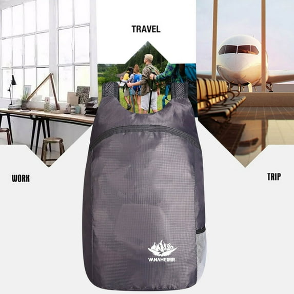 CxhicLuv Packable Hiking Backpack Water-Resistant, Lightweight, Foldable – 15L Outdoor Travel Daypack with Multiple Pockets, Ideal for Camping, Hiking, Travel, Suitable for Hikers, Vacationers, Gray