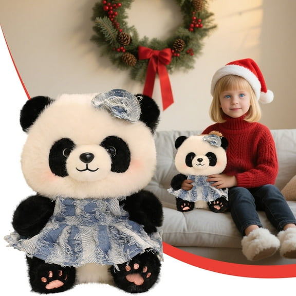 CxhicLuv Pandy Plush Toy, Soft Panda with Skirt, Cute Emotional Support Plush, Gift for Kids, Holiday & Christmas Tree Décor, Sweet Panda Plush Animal for Christmas & Gift-Giving