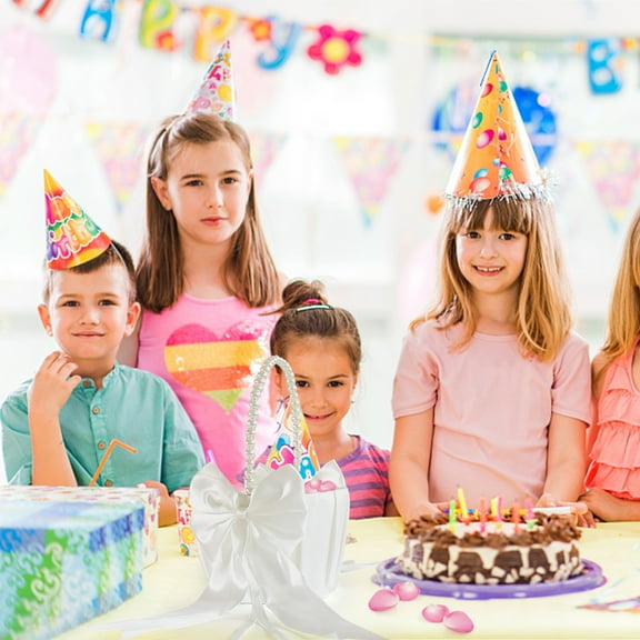 CxhicLuv Pearl Handle Bowknot Satin Flower Basket, Wedding Flower Girl Basket, Elegant Small Basket for Weddings, Religious Events & Easter Celebrations, Gift Basket for Special Occasions