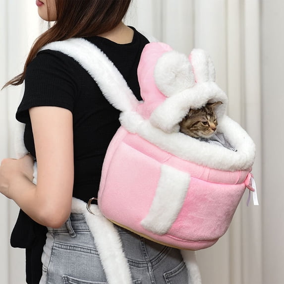 CxhicLuv Pet Backpack Carrier, Comfortable Winter Cat Bag, Thickened Warm Design, Front Chest Carrying, Gray, Ideal for Outdoor Adventures, Perfect for Small Pets and Travel
