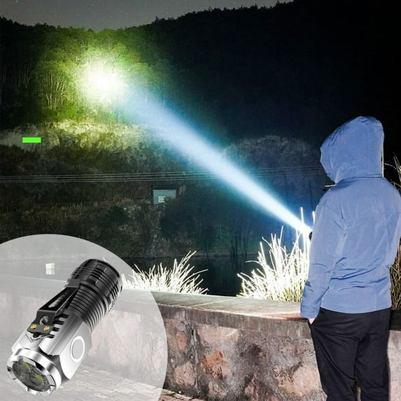 CxhicLuv Portable LED Flashlight Mini Clip Light, High Power Rechargeable LED with USB Charging, IPX6 Waterproof Compact Design for Camping, Hiking, Night Emergency Use & Everyday Portable Lighting