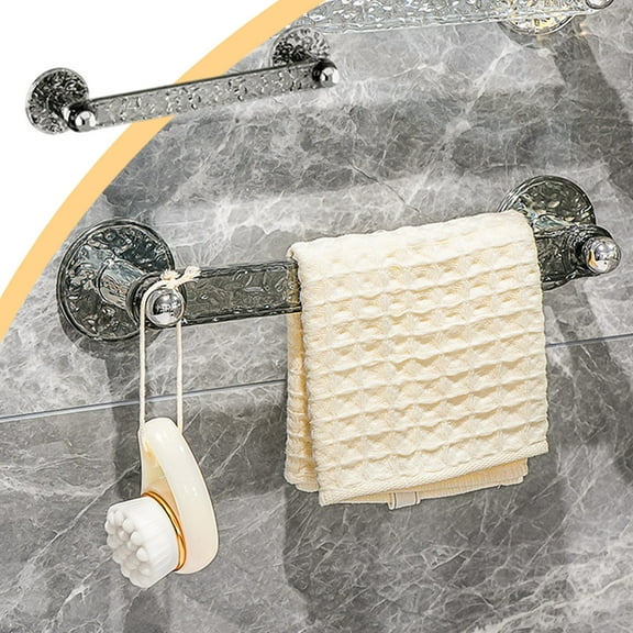 CxhicLuv Premium No Drill Shower Hanger Organizer, Wall Mounted Double Rod Towel Rack and Storage Solution for Bathroom Accessories with Strong Adhesive Mounting, Space Saving Bathroom Organization