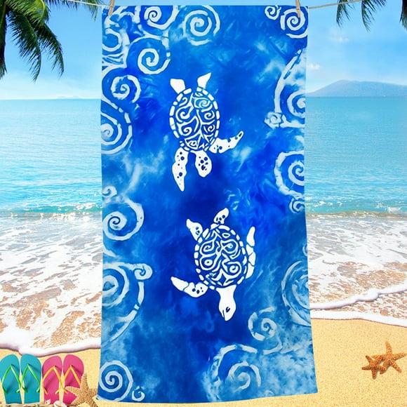 CxhicLuv Printed Beach Towel, 63×31.5×2 Inch, Absorbent, Quick-Dry, Multi-Use, Perfect for Beaches, Yoga, Polyester & Fade-Resistant, Suitable for Travelers, Beach Lovers, Blue