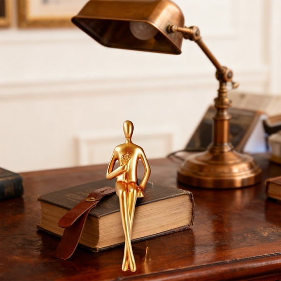 CxhicLuv Resin Golden Man Abstract Character Decoration, Home Office Living Room Decor, Modern Style Sculpture for Book Shelf, Desk, or Wine Cabinet, Artistic Gift for Collectors