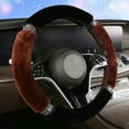 thumbnail image 1 of CxhicLuv Rhinestone Steering Cover, Lint Wheel Grip 15 Inch Sparkly, Warm, Stylish – Suitable for Car Interiors, Winter Rides Women Drivers, Glam Enthusiasts, Coffee, 1 of 7