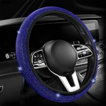CxhicLuv Rhinestone Steering Wheel Cover, Auto Sparkling Wheel Protector, Universal 14-15 Inches for Women, Vehicle Steering Accessories, Fashionable Grip & Protection Tools for Female Drivers, Blue