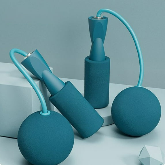 CxhicLuv Ropeless Jump Ropes, 6.7×5.1×2.4 Inch, Silent, Weighted, 2-in-1, Ideal for Home Fitness, Indoor, PVC & Foam-Handle, Suitable for Adults, Weight Loss Seekers, Blue