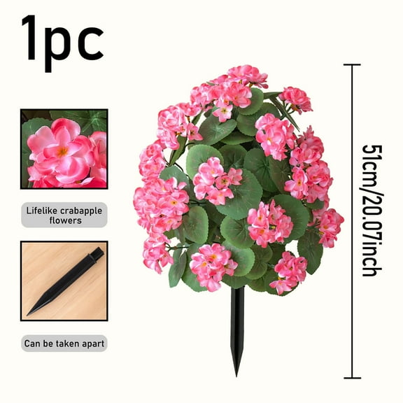 CxhicLuv Simulated Crabapple Flower Decoration, Ground-Planted Courtyard Decor, with Stakes for Gardens, Spring, Christmas & Thanksgiving, Ideal for Garden Lovers, 20.1x5.9 inches, Pink