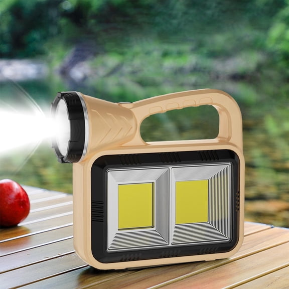 CxhicLuv Solar Camping Lantern 9.2×8.4 Inch ABS, 2400mAh – LED/COB Light with Solar Charging, Ideal for Camping, Hiking, Home Emergency, Perfect for Outdoor Enthusiasts, Beige