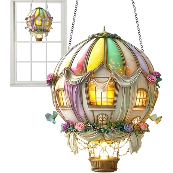 CxhicLuv Solar Hot Air Balloons Lanterns, Flickering Flame Solar Lights for Outdoor Garden, Acrylic Hanging Lanterns for Window or Patio, Colorful Christmas Decorations for Home & Outdoor