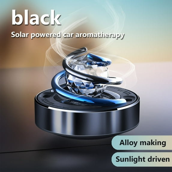 CxhicLuv Solar Rotating Car Perfume, Automotive Aromatherapy Solar-Powered, Plant-Based, Odor-Eliminating – Ideal for Daily Commutes, Road Trips Commuters, Vehicle Owners, Black