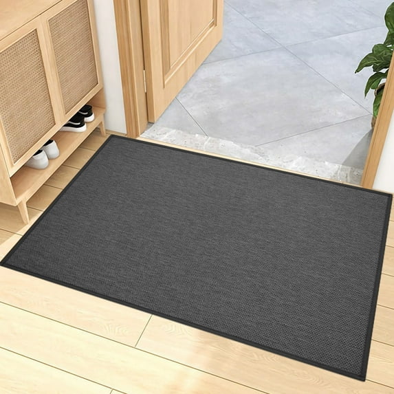 CxhicLuv Solid Color Bathroom Absorbent Entrance Mat, Dirt Resistant Quick Drying Doorway Carpet with Non-Slip Backing for Porch Outdoor Use, Woven Imitation Linen Texture Floor Mat