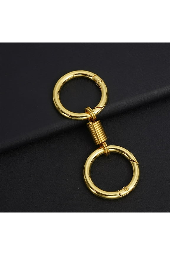 Spring Double Ring Keychains, Portable Waist Hangers, Premium Material for Vehicle Keys & Daily Use, Exquisite Design Adds Sophistication, Ideal Gift for Family & Friends, Gold