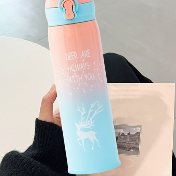 CxhicLuv Stainless Steel Insulated Cup 2.5×2.5×8.8 Inch – 500ML, Leakproof, Triangular Stopper & Hot/Cold Retention – Ideal for Outdoor, Office, Perfect for Travelers, Reusable Thermos