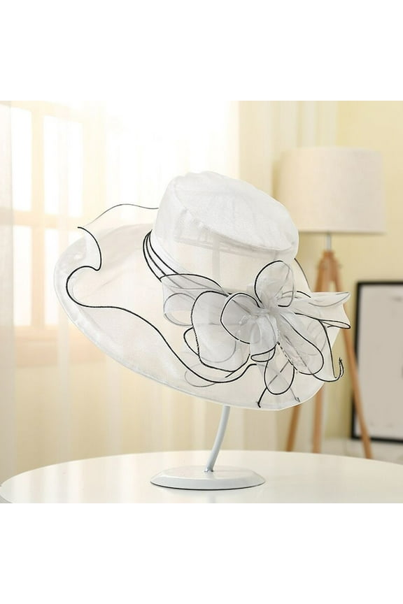 Tea Hat, Women's Topper, 11.8×11.8×3.9 Inch Elegant Faux Linen Sun Protection, Party Accessory Supplies, Stylish Shade & Decor, Women, Tea Party Attendees, White