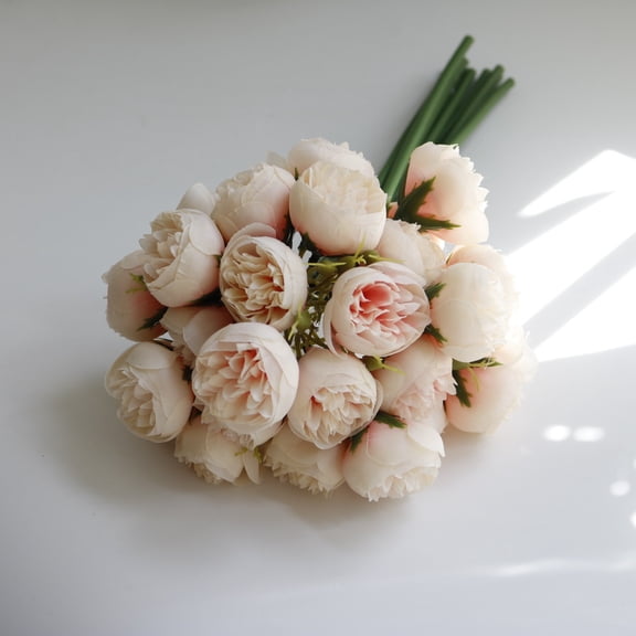 CxhicLuv Tea Rose Simulation Bouquet, Artificial Flowers, Perfect for Weddings & Home Decor, Valentine's Day, Christmas & Thanksgiving, Ideal for Brides, 11.8x3.9 inches