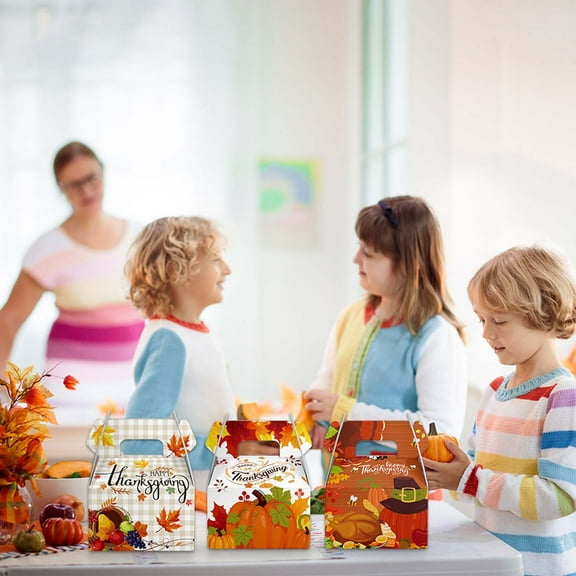 CxhicLuv Thanksgiving Pumpkin Candy Boxes, Snack Containers 3D Design, 6-Pack Sturdy Cardboard Material Party Decor Supplies Treat Holder, Gratitude Gift Container Hosts, Thanksgiving Celebrants