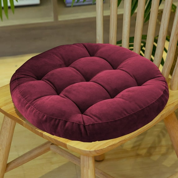 CxhicLuv Thickened Corduroy Chair Support Pillow, Solid Color Soft Seat for Dining Kitchen, Patio Furniture Comfort Cushion Premium (Red)