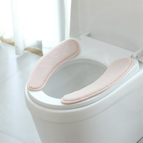 CxhicLuv Thickened Toilet Seat Pad, Washable Adhesive Rainproof Toilet Seat Cover, Reusable Soft Two-Piece Cushion for Comfort and Warmth, Perfect for Cold Mornings and Bathroom Use