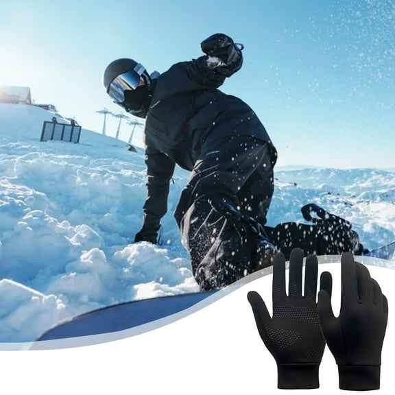 CxhicLuv Touchscreen Sports Gloves Polyester, Warm, Anti-Slip – Windproof Gloves for Running, Cycling, Skiing, Ideal for Cold Weather Sports, Daily Use, Suitable for Athletes, Outdoor Lovers, Black