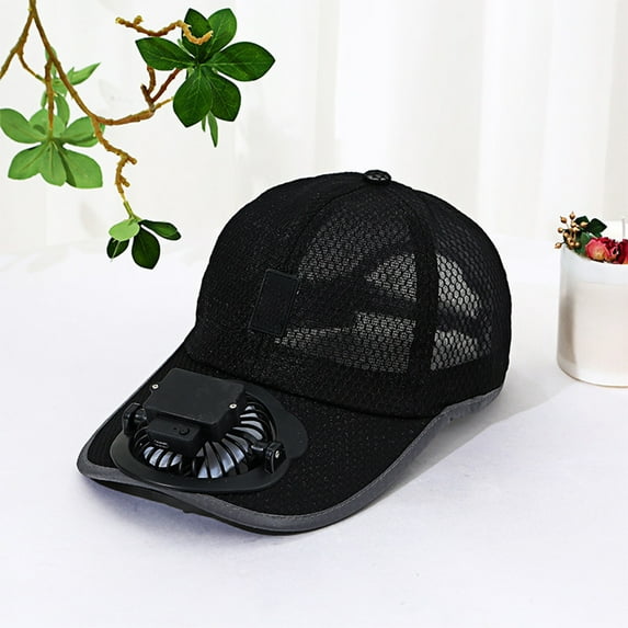 CxhicLuv USB Rechargeable Fan Hat, Polyester Mesh Sunshade Cap 21.3-23.3 Inch, 360° Fan, Adjustable, Breathable – Ideal for Outdoor Work, Sports, Travel, Suitable for Summer Use, Black