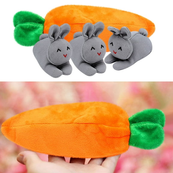 CxhicLuv Unzip Doll Toy Set, 3 Rabbits in Carrot Bag, Easter Decoration Gift, Soft Cotton Fabric, 3x8.5 Inches (Bag), Cute & Washable, Suitable for Kids, Easter Celebrants, Gray