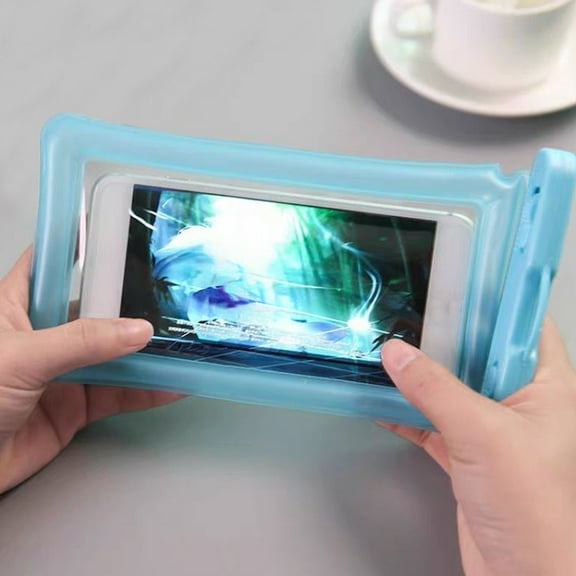 CxhicLuv Waterproof Floating Phone Case, 8.7×4.2×0.4 Inch, With-Lanyard, Touch-Sensitive, Durable, Perfect for Beaches, Boating, Plastic & Secure, Suitable for Travelers, Phone Users, Blue