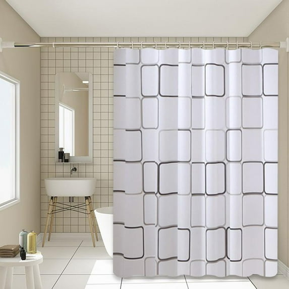 CxhicLuv Waterproof Shower Curtain with Hooks, Durable PVC Bathroom Curtain, 2.4x2m Shower Partition Curtain, Elegant White Design for Bathroom, Easy Installation with Hooks for Shower Use