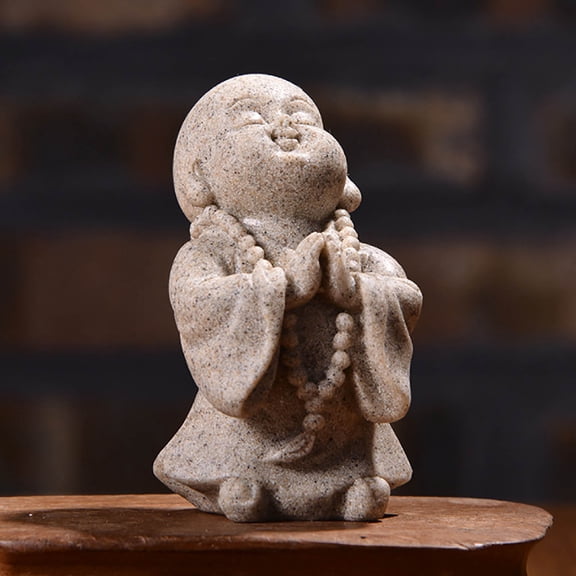 CxhicLuv White Sands Sandstone Maitreya Buddha Resin Crafts, Decorative Tea Pet Buddha Statue, Spiritual Home Decor for Christmas, Office, and Desk, Blessing Buddha for Happiness and Wisdom