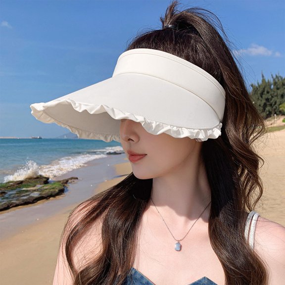 CxhicLuv Wide-Brim Nylon Sun Hat with Lace, Full-Face Ice-Silk Lined Summer Sun Protection Hat, Breathable Open Design, Wide Brim Neck Coverage, Lightweight Packable Beach Travel Outdoor