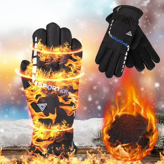 CxhicLuv Winter Cycling Gloves, Thickened Warm Riding Gloves, Windproof, Reflective Strips, Durable Palm  Ideal for Cycling, Hiking, Outdoor Sports, Suitable for Cyclists, Outdoor Enthusiasts