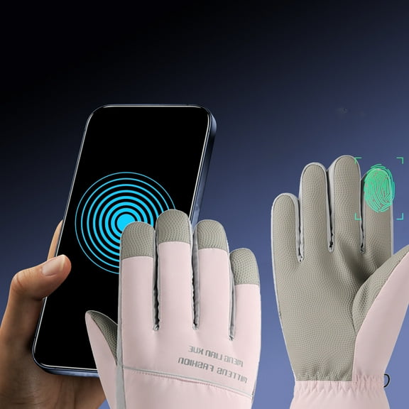 CxhicLuv Winter Ski Gloves 11×4.7×1.5 Inch, Touchscreen, Non-Slip, Windproof – Ideal for Skiing, Cycling, Camping, Windproof Cycling Gloves for Men, Women, Outdoor Sports Lovers, Pink