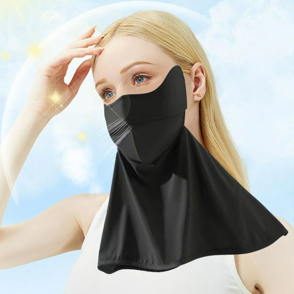 CxhicLuv Women's Sun Protection Face Cover 9.4×8.6×16.5 Inch, Nylon, Breathable, Reusable – Ideal for Cycling, Outdoor Sports, Suitable for Hikers, Athletes, Black