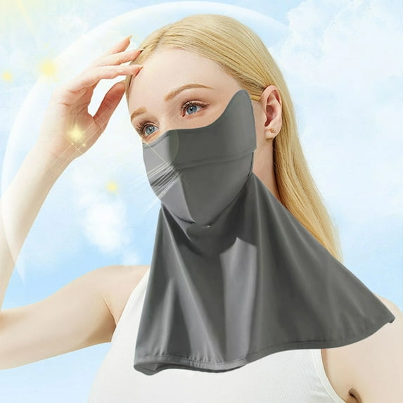CxhicLuv Women's Sun Protection Face Cover 9.4×8.6×16.5 Inch, Nylon, Breathable, Reusable – Ideal for Cycling, Outdoor Sports, Suitable for Hikers, Athletes, Dark Gray