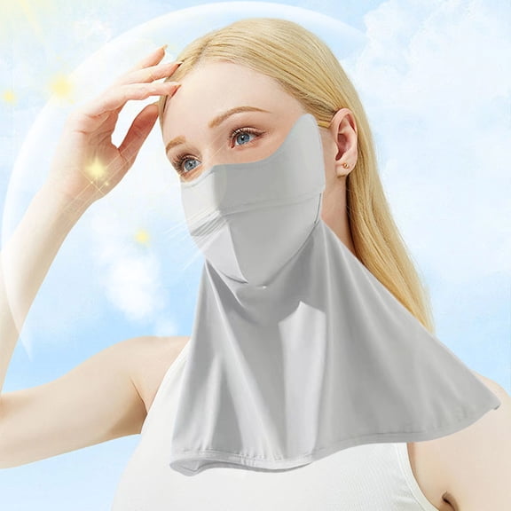 CxhicLuv Women's Sun Protection Face Cover 9.4×8.6×16.5 Inch, Nylon, Breathable, Reusable – Ideal for Cycling, Outdoor Sports, Suitable for Hikers, Athletes, Gray