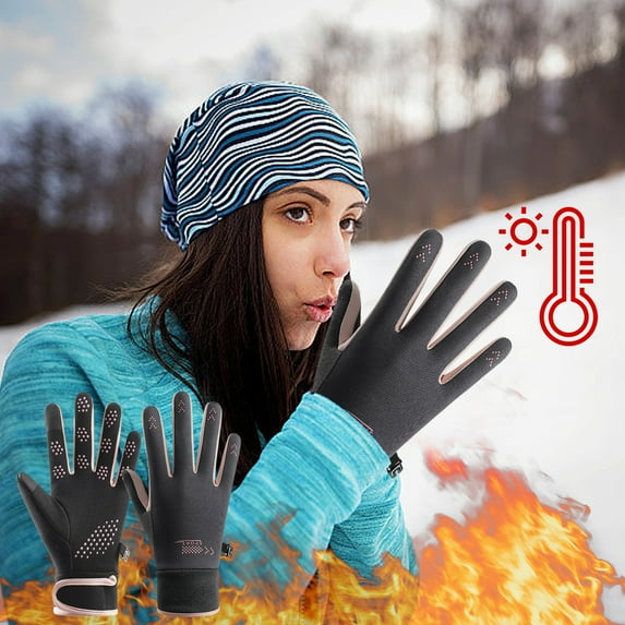CxhicLuv Women's Winter Touchscreen Cycling Gloves Thermal Non-Slip Waterproof Cold Sports Gloves, Lightweight Breathable Polyester, Insulated Outdoor Riding Driving Hiking Gloves