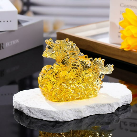 CxhicLuv Year of the Dragon Glass Crystal Ornament, 6cm Glass Decoration for New Year, Handcrafted Light Effect for Home Décor, Special Gift for Celebrating the Dragon Year & Auspicious Moments