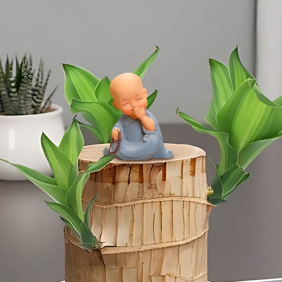 CxhicLuv Zen Monk Resin Figurine, Small Brown Buddha Statue for Living Room & Tea Table, Zen Home Decor, Calming Desktop Ornaments for Office, Mindful Christmas Decorations