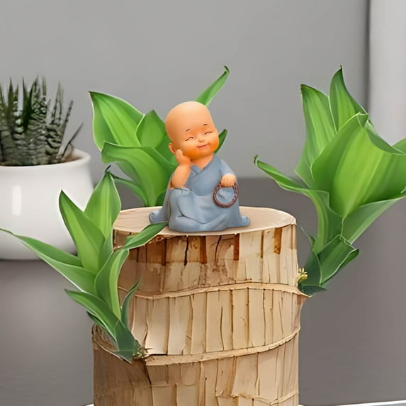 CxhicLuv Zen Monk Resin Figurine, Small Brown Buddha Statue for Living Room & Tea Table, Zen Home Decor, Calming Desktop Ornaments for Office, Mindful Christmas Decorations