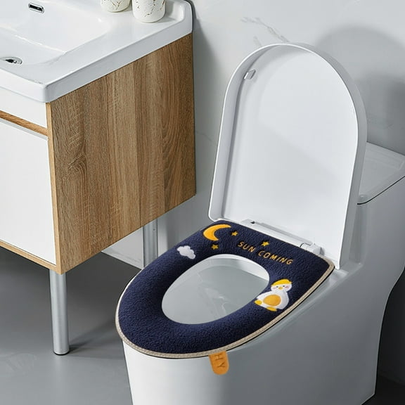 CxhicLuv Zipper Toilet Seat Cover, Soft Embroidered Household Toilet Seat Cover, Washable and Durable, Cute Bathroom Accessory for All Seasons, Easy Install, Multicolor, Comfortable Design