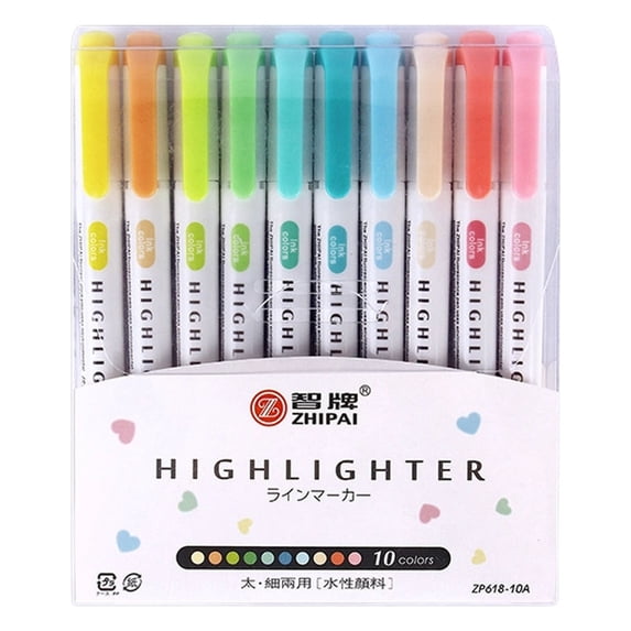 Cxui 1Set Dual-Tip Highlighters, Pastel Colors Fine & Bold Tip, Quick-Dry Non-Bleeding Highlighter Markers for Bible Journaling,Office,Notes Multicolor3
