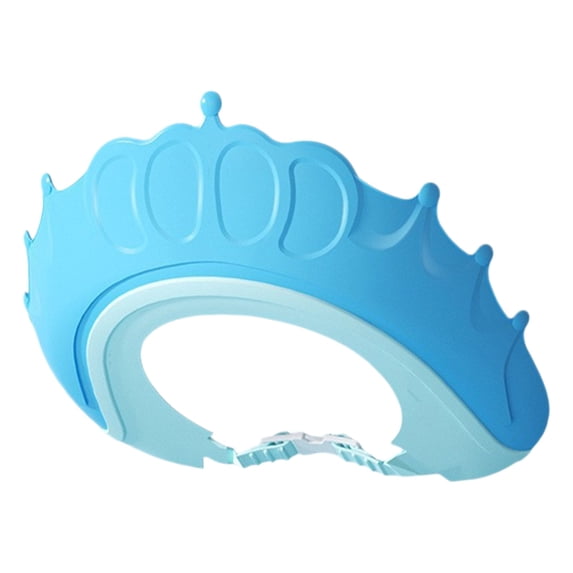 Cxui Blue Shampoo Cap for Bath Time, Adjustable Crown Shape Bath Visor for Kids, Soft Waterproof Ear Protection Washing Hat for Toddler, Infant, Newborn Hair Rinsing
