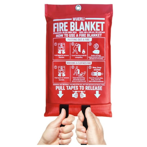 Cxui Fire Blanket Emergency 40"X40" - Fiberglass Fire Suppression Tool for Kitchen Grill Car, Non-Flammable Rescue Safety Equipment Red
