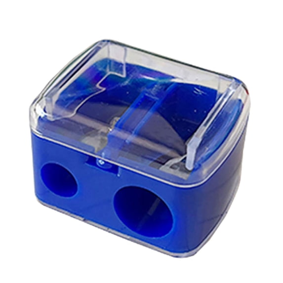 Cxui Makeup Pencil Sharpener, Double Hole Manual Sharpener for Eyeliner Lip Liner Eyebrow Pencils, Compact Portable Cosmetic Sharpener with Cover (Blue, 1Pcs)