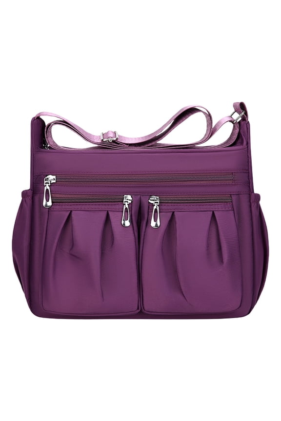 Multi-Pocket Tool Bag, Nylon Shoulder Messenger Bag, Crossbody Organizer for Women, Spacious Compartments, Travel Work Storage Purple