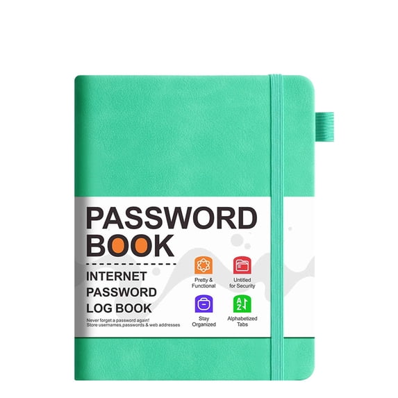 Cxui Password Book with Alphabetical Tabs, Hardcover Spiral Notebook for Internet Logins, Password Organizer for Seniors (Green, 1Pcs)