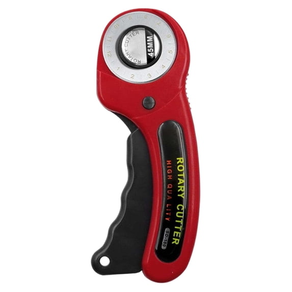 Cxui Rotary Cutter for Fabric, Round Wheel Cutter with Safety Lock for Quilting Sewing, Ergonomic Craft Tool for Leather Paper (1Pcs, Red)