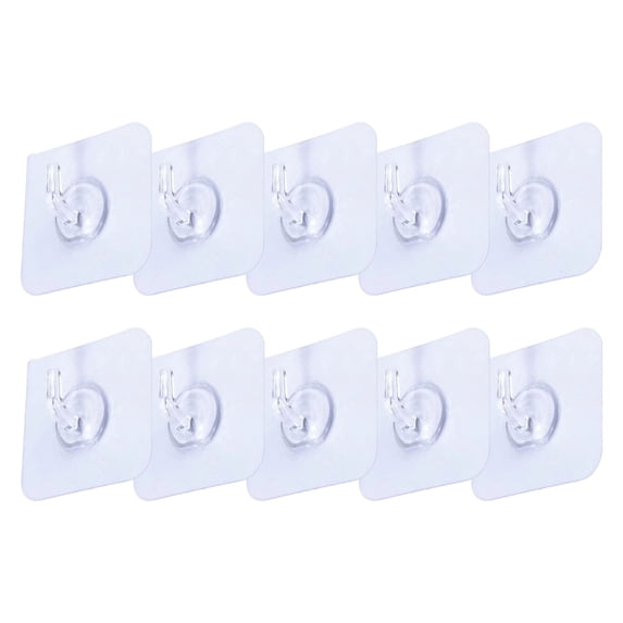 Cxui Small Adhesive Wall Hooks Damage Free Sticky Hooks Waterproof Oilproof for Bathroom Kitchen Decorations Cables(2X2In, Clear2) 10Pcs